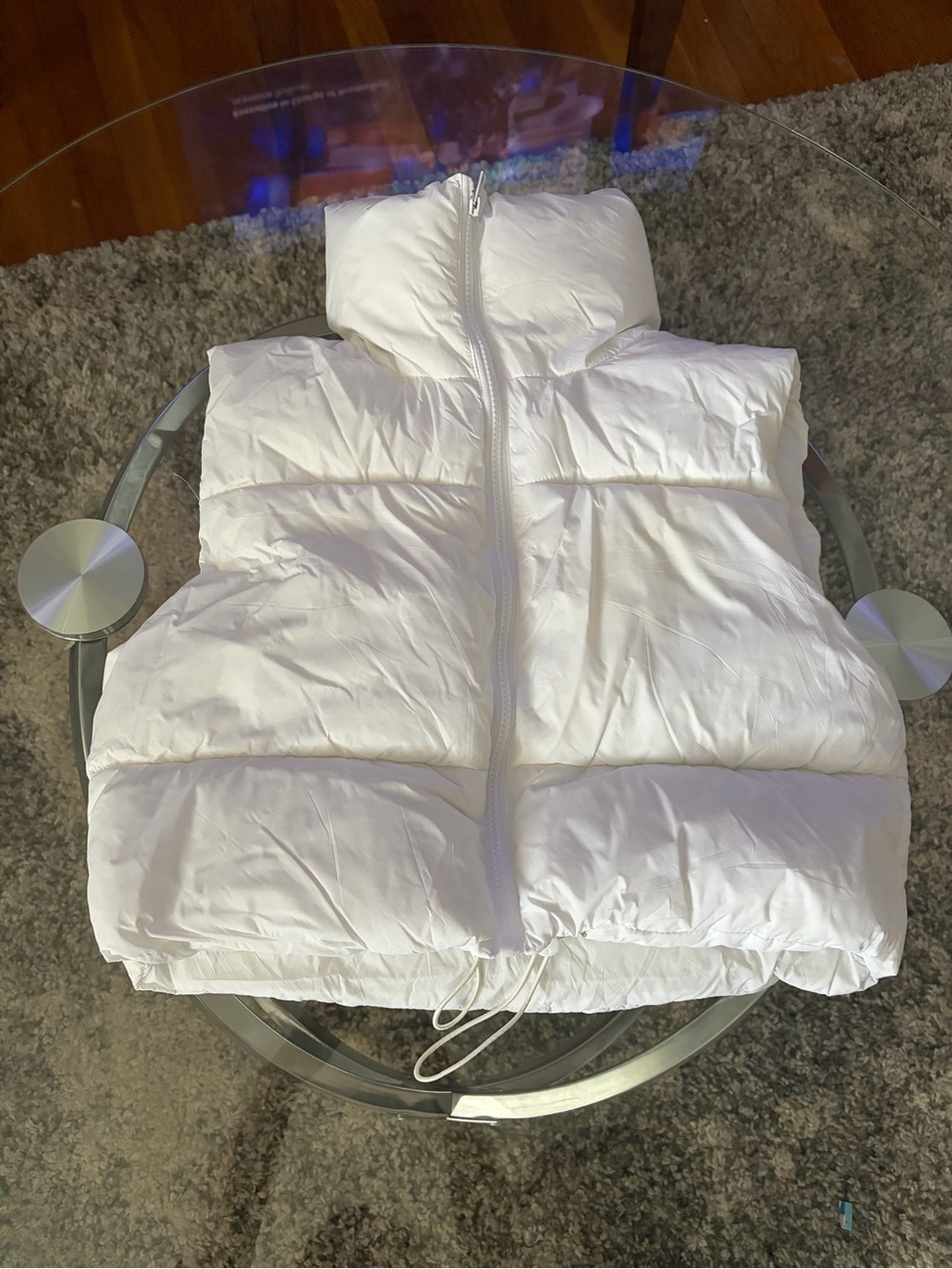 White Puffer Throw Vest - Lightweight Quilted Home Bedding Layer